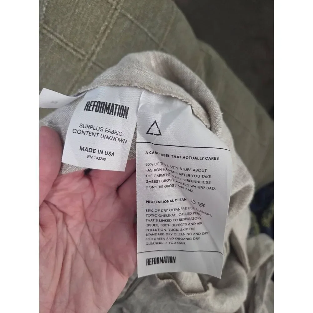 Reformation Amara Linen Feel Cropped Jumpsuit Sz. 2